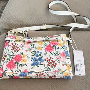 Liz Claiborne White Floral Crossbody Bag
